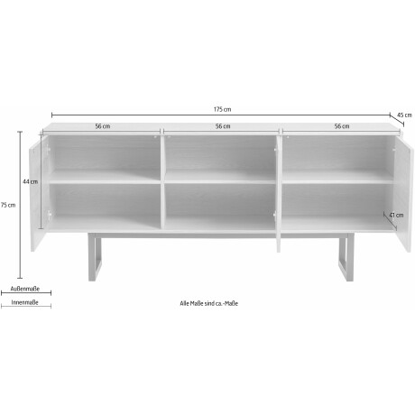Woodman Dressoir Noella Commode in eenvoudig Scandinavisch ontwerp, breedte 175 cm afbeelding2 - 1