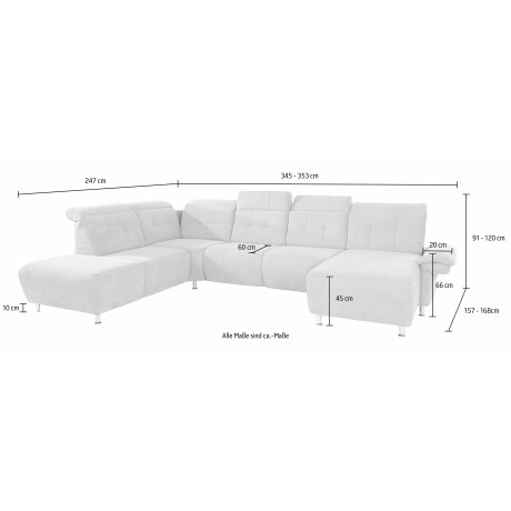 Places of Style Zithoek Manhattan U-vorm bank met elektrische relaxfunctie, verstelbare armleuningen afbeelding2 - 1