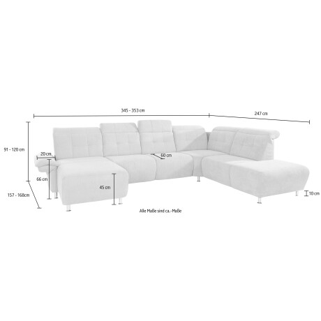 Places of Style Zithoek Manhattan U-vorm bank met elektrische relaxfunctie, verstelbare armleuningen afbeelding2 - 1