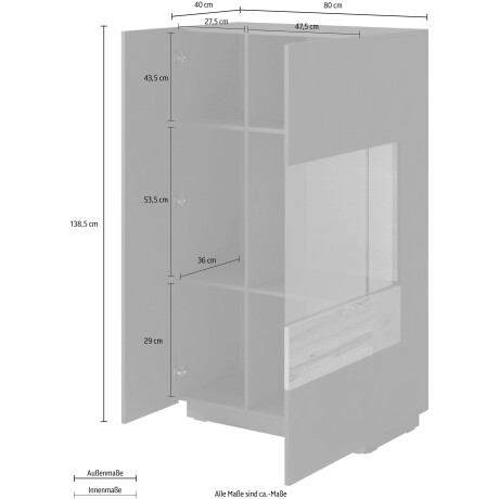INOSIGN Vitrinekast Silke Hoogte 138,5 cm afbeelding2 - 1