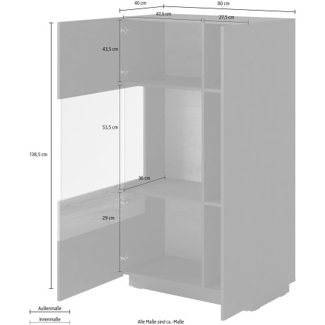 INOSIGN Vitrinekast Silke Hoogte 138,5 cm afbeelding2 - 1