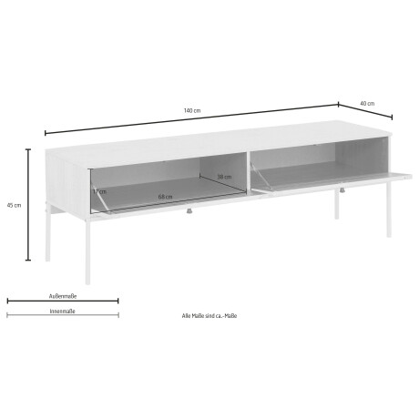 Home affaire Tv-meubel Freya Commode met 2 kleppen, metalen handgrepen, van massief hout, breedte 140 cm afbeelding2 - 1
