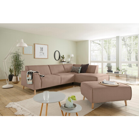 Home affaire Hoekbank Julia L-vorm Binnenveringsinterieur, houten poten, opstaande naad afbeelding2 - 1