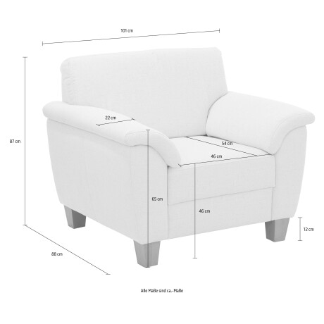Home affaire Fauteuil Alta met binnenvering en contrastnaad, poten beuken eikenkleur afbeelding2 - 1
