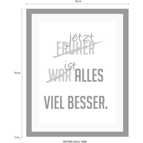 queence Wanddecoratie Veel beter HD premium posterdruk incl. houten lijst afbeelding2 - 1