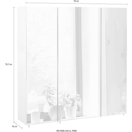 Schildmeyer Spiegelkast Basic Breedte 70 cm, 3-deurs, glasplateaus, Made in Germany afbeelding2 - 1