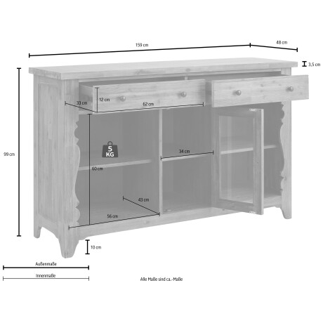 Home affaire Dressoir Magnolia Commode in rustieke flair, van massief acaciahout afbeelding2 - 1