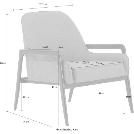 andas Fauteuil Braga naar keuze met frame van eiken in donker of beukenhout in licht afbeelding2 - 1