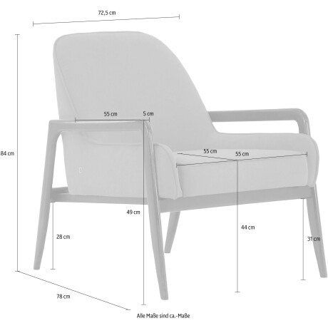 andas Fauteuil Braga naar keuze met frame van eiken in donker of beukenhout in licht afbeelding2 - 1