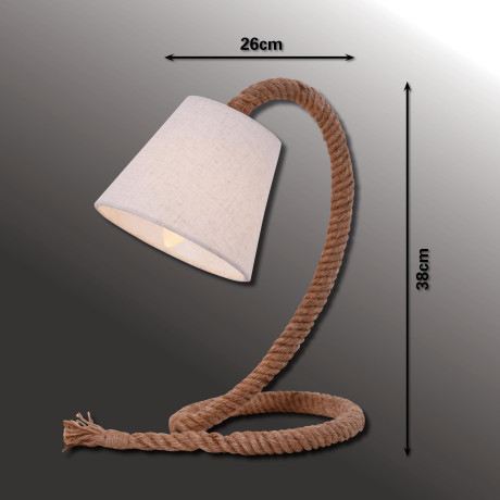 näve Tafellamp Rope Excl. 1x E14 max. 40 W,voet: jutetouw ecru,kleur scherm: wit afbeelding2 - 1