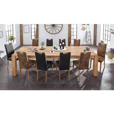 Home affaire Eetkamerstoel Roberta gestoffeerde stoel, massief eiken frame (set, 2 stuks) afbeelding2 - 1