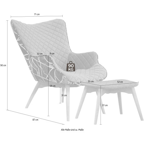 INOSIGN Fauteuil Duke print Ruitstructuurmotief op de zitting en deco-stof aan de achterkant afbeelding2 - 1