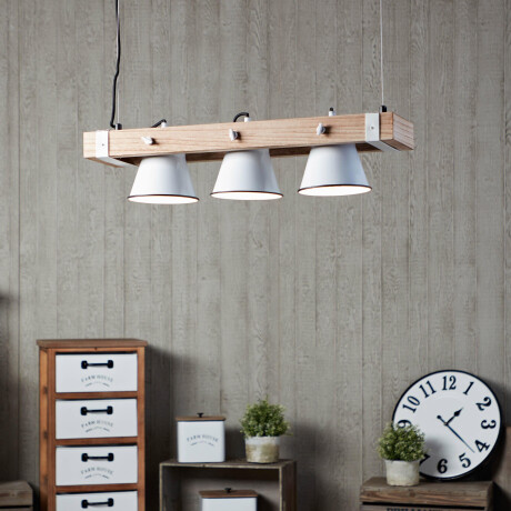 Brilliant Leuchten Hanglamp PLOW Hanglamp 3-lichts, zwenkbaar, staal/hout (1 stuk) afbeelding2 - 1
