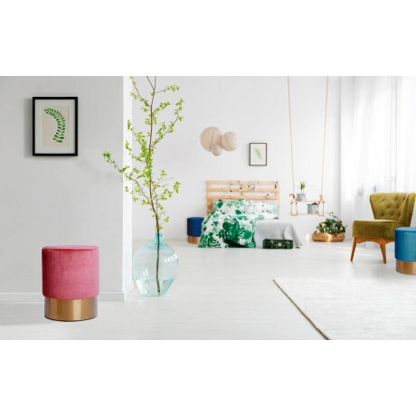 Kayoom Hocker Nano 110, hocker in stijlvol ontwerp, ronde vorm, met metalen voet Gouden accenten, met onderhoudsvriendelijke stofbekleding, ronde vorm (1 stuk) afbeelding2 - 1