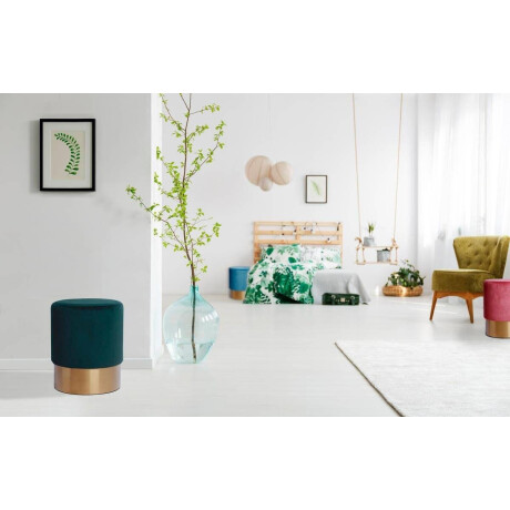 Kayoom Hocker Nano 110, hocker in stijlvol ontwerp, ronde vorm, met metalen voet Goudkleurige accenten, met onderhoudsvriendelijke stofbekleding, ronde vorm (1 stuk) afbeelding2 - 1