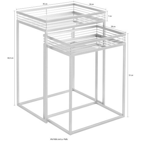 Leonique Bijzettafel Yanis met plateaus van spiegelglas en goudkleurig metalen frame (2 stuks) afbeelding2 - 1