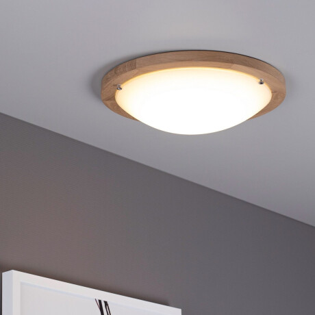 SPOT Light Led-plafondlamp Frida Led-lichtbron geïntegreerd, scherm van glas, plafondrozet van eikenhout afbeelding2 - 1