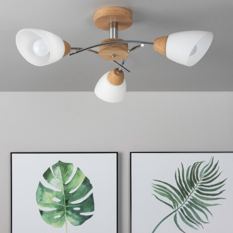 SPOT Light Plafondlamp VILETTA Lamp van eikenhout en metaal, hoogwaardige kapjes van opaalglas afbeelding2 - 1