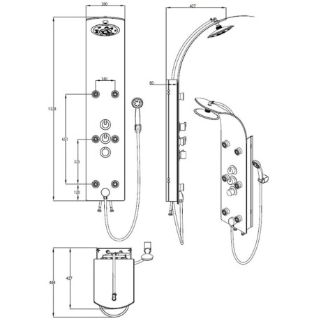 SCHÜTTE Douchepaneel met thermostatische kraan LANZAROTE glas zwart afbeelding2 - 1