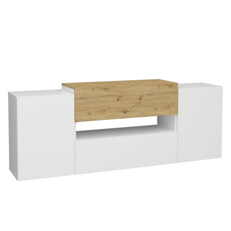 FMD Tv-meubel 182x33x70,2 cm artisan eikenkleurig wit afbeelding2 - 1