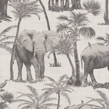 DUTCH WALLCOVERINGS Behang Elephant Grove houtskoolkleurig afbeelding2 - 1