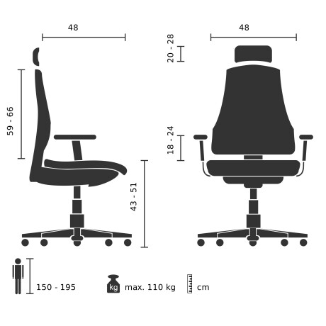 HJH SOLUTION DELUXE HEAD AL.U2 - Professionele bureaustoel Zwart afbeelding2 - 1