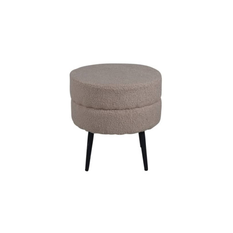 Venture Home Poef Pot 40x40x40 cm teddystof zwart en beige afbeelding2 - 1