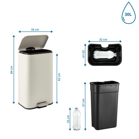 Clean 1 | 30 liter - Prullenbak Beige afbeelding2 - 1