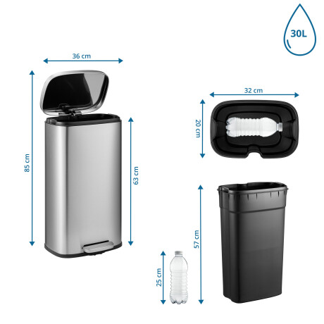 Clean 15 | 30 liter - Prullenbak zilver afbeelding2 - 1