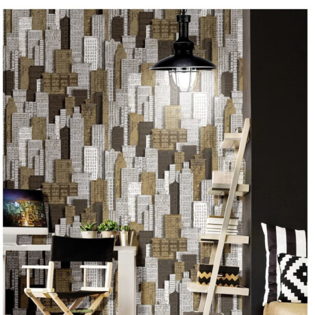 Noordwand Behang Urban Friends & Coffee City Apartments wit en goud afbeelding2 - 1