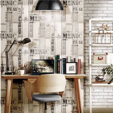 Noordwand Behang Urban Friends & Coffee Wooden Planks grijs en zwart afbeelding2 - 1