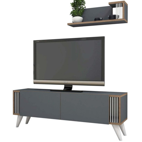 Homemania Tv-meubel Nicol 120x31x42 cm antraciet afbeelding2 - 1