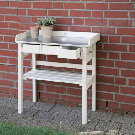 Esschert Design tuinwerktafel met lades (wit) CF29W afbeelding2 - 1