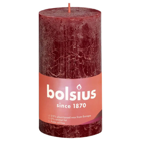 Bolsius Stompkaarsen Shine 4 st rustiek 130x68 mm fluweelrood afbeelding2 - 1