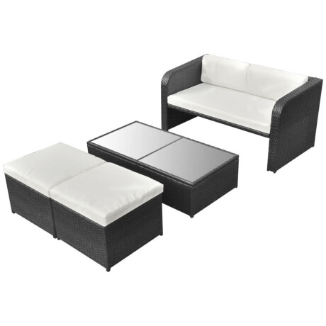 vidaXL 4-delige Loungeset met kussens poly rattan zwart afbeelding2 - 1