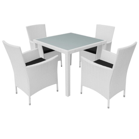 vidaXL 5-delige Tuinset poly rattan crèmewit afbeelding2 - 1