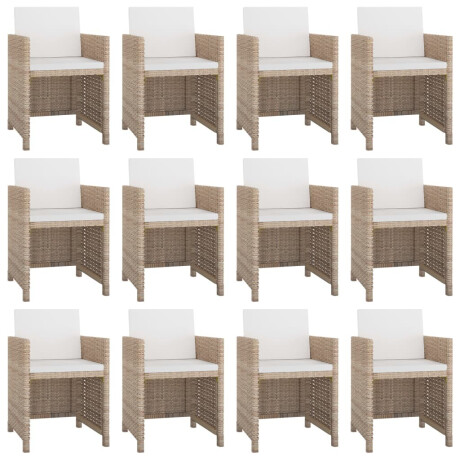 vidaXL 13-delige Tuinset met kussens poly rattan beige afbeelding2 - 1