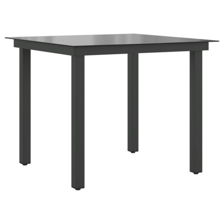 vidaXL Tuintafel 80x80x74 cm aluminium en glas zwart afbeelding2 - 1