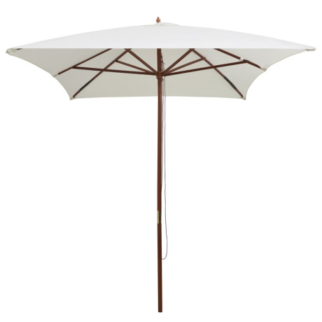 vidaXL Parasol met houten paal 200x300 cm crèmewit afbeelding2 - 1