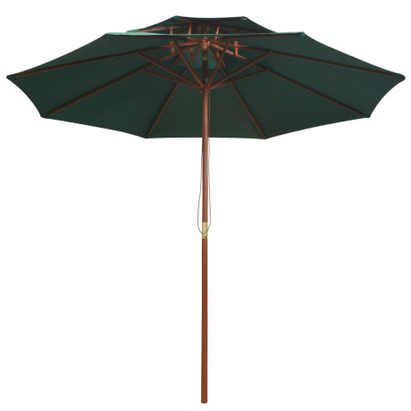 vidaXL Dubbeldekker parasol 270x270 cm houten paal groen afbeelding2 - 1