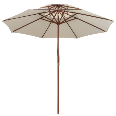 vidaXL Dubbeldekker parasol 270x270 cm houten paal crèmewit afbeelding2 - 1