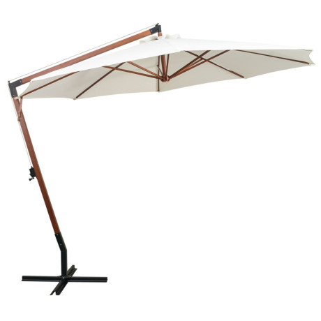 vidaXL Zweefparasol met houten paal 350 cm wit afbeelding2 - 1