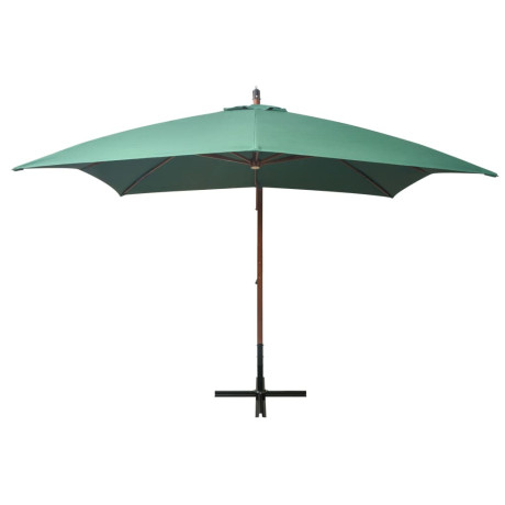 vidaXL Zweefparasol met houten paal 300x300 cm groen afbeelding2 - 1