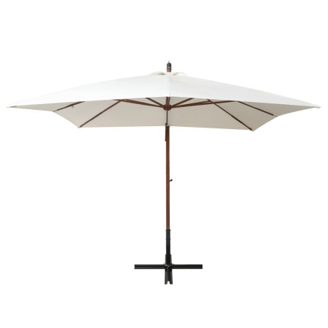 vidaXL Zweefparasol met houten paal 300x300 cm wit afbeelding2 - 1