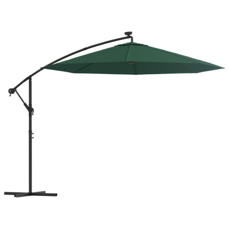 vidaXL Zweefparasol met LED-verlichting en metalen paal 300 cm groen afbeelding2 - 1