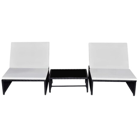 vidaXL Tuinstoelen 2 st verstelbaar met tafel poly rattan zwart afbeelding2 - 1