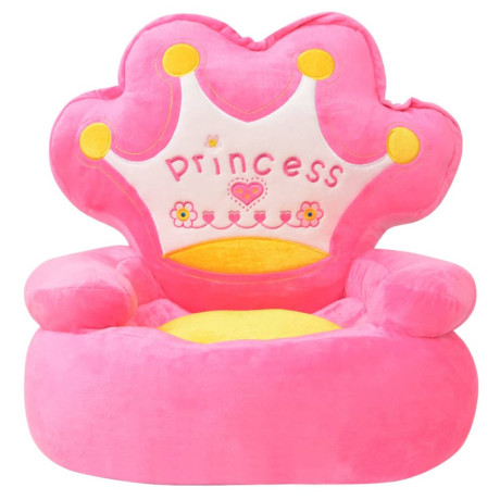 vidaXL Kinderstoel prinses pluche roze afbeelding2 - 1