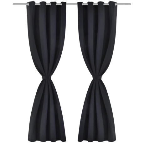 vidaXL Gordijnen met metalen ringen verduisterend 135x175 cm zwart 2 st afbeelding2 - 1
