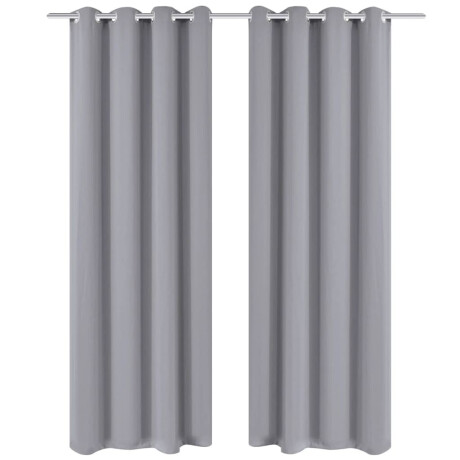 vidaXL Gordijn met metalen ringen verduisterend 270x245 grijs afbeelding2 - 1