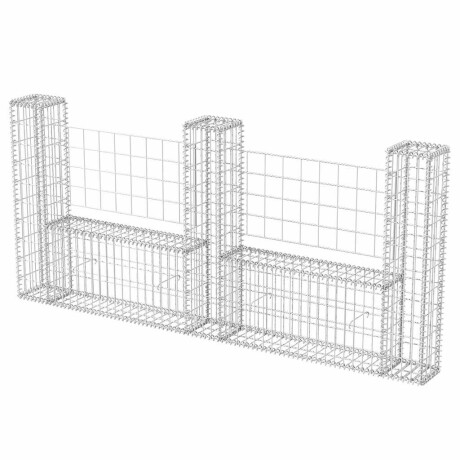 vidaXL Gabion mand U-vormig 240x20x100 cm staal afbeelding2 - 1